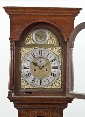 Lot 97 - A longcase clock, the arched brass dial signed...