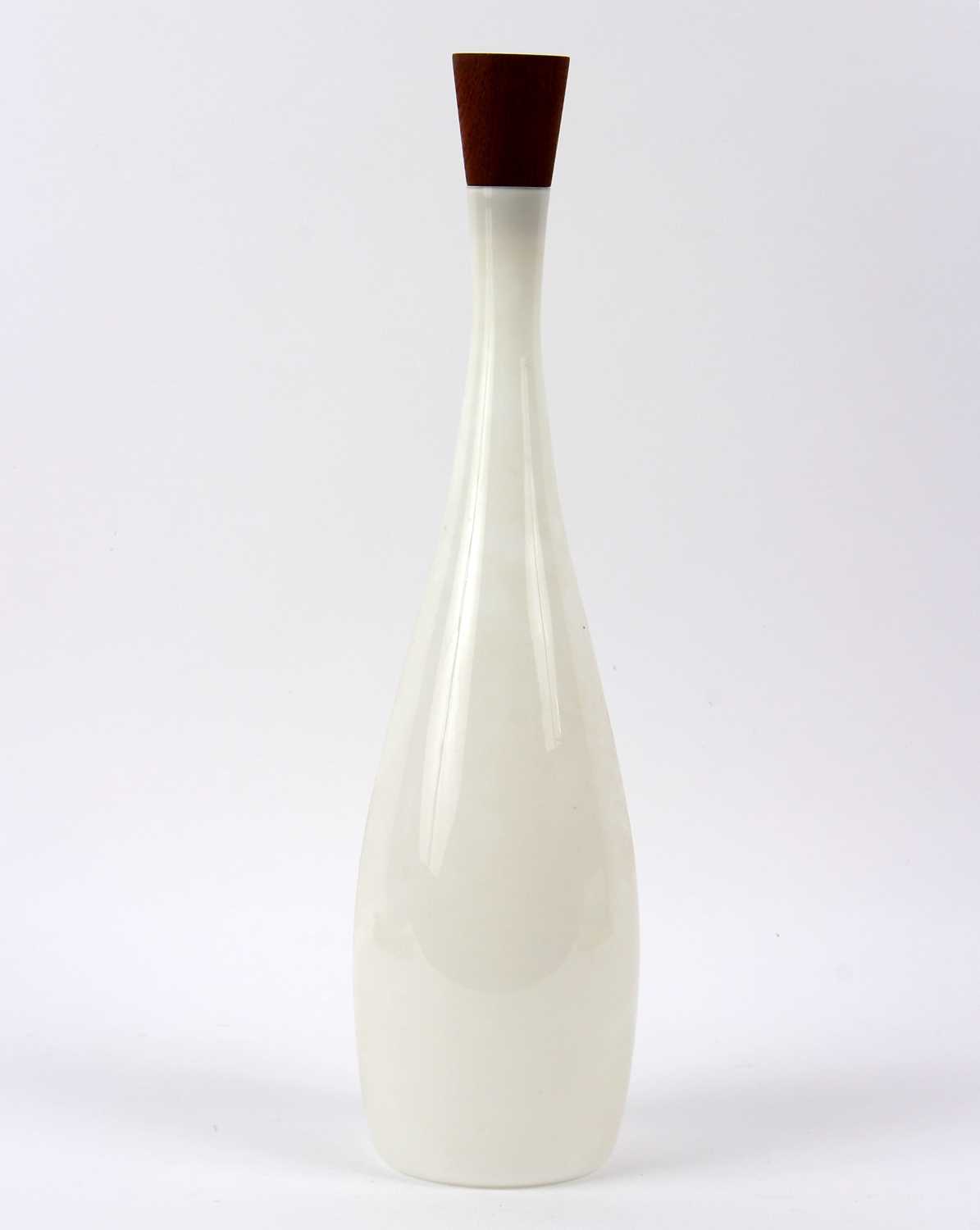Lot 102 - Kastrup, an opaque white glass vase with wood...