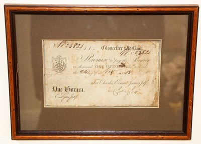 Lot 150 - A Gloucester Old Bank One Guinea note, dated...
