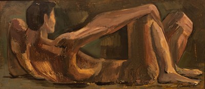 Lot 527 - P Cannale/Reclining Nude Figure Study/oil on...