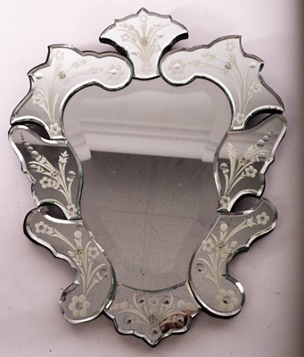 Lot 637 - A Venetian glass mirror, approximately 50cm x...
