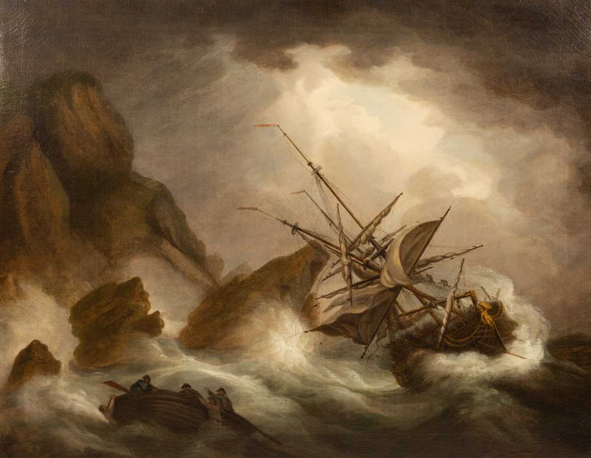 Lot 59 - Circle of Nicholas Pocock/A Shipwreck/with...