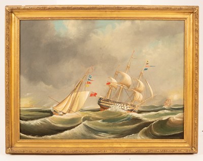 Lot 61 - English School, 19th Century/Men O' War/in a...