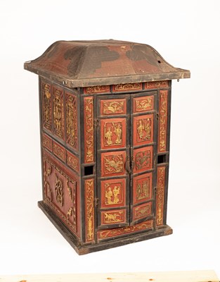 Lot 585 - A Chinese bridal carrying chair or sedan chair,...