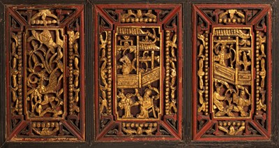 Lot 585 - A Chinese bridal carrying chair or sedan chair,...
