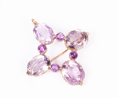 Lot 85 - A 19th Century yellow metal and amethyst brooch/pendant