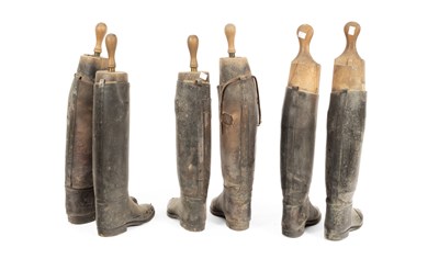 Lot 175 - Three pairs of leather hunting boots