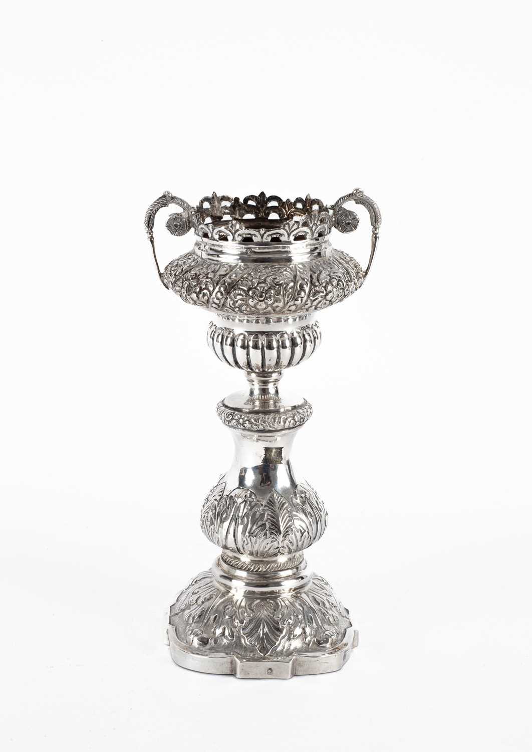 Lot 62 - A Continental white metal campana urn