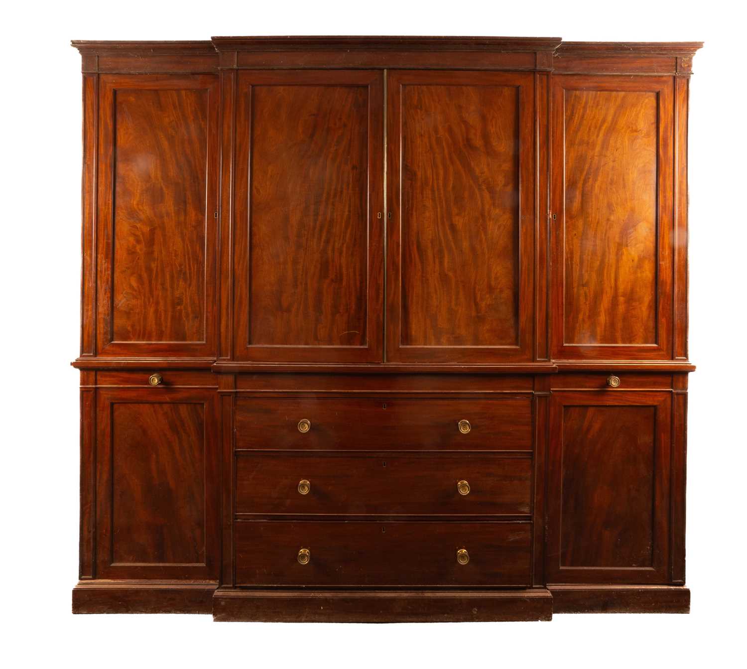Lot 57 - A Regency mahogany breakfront gentleman's wardrobe