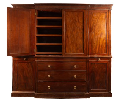 Lot 57 - A Regency mahogany breakfront gentleman's wardrobe