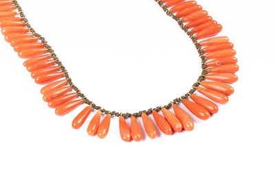 Lot 268 - A Victorian coral fringe necklace