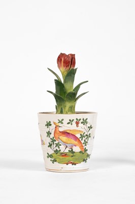 Lot 521 - Two Continental porcelain trompe l'oeil flower pots