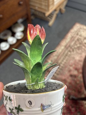 Lot 521 - Two Continental porcelain trompe l'oeil flower pots