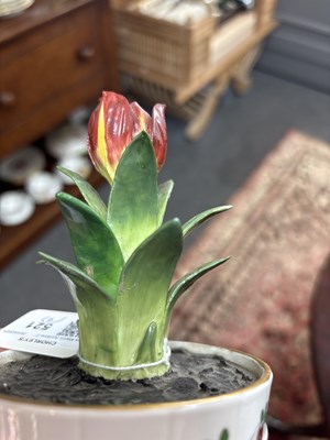 Lot 521 - Two Continental porcelain trompe l'oeil flower pots