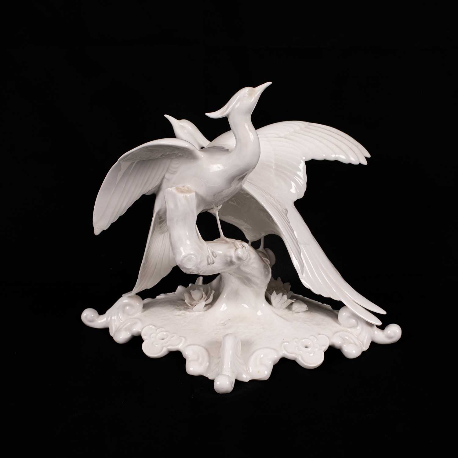 Lot 542 - A Continental white glazed porcelain group