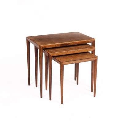 Lot 315 - A nest of three Danish rosewood tables