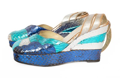 Lot 379 - A pair of Terry de Havilland metallic snakeskin platform shoes