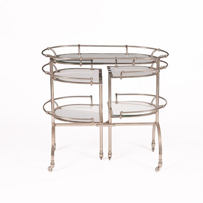 Lot 320 - An oval steel drinks trolley