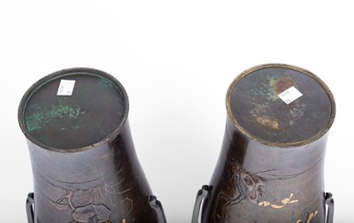 Lot 246 - A pair of Japanese bronze vases