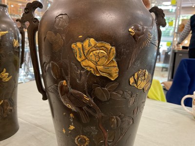 Lot 246 - A pair of Japanese bronze vases