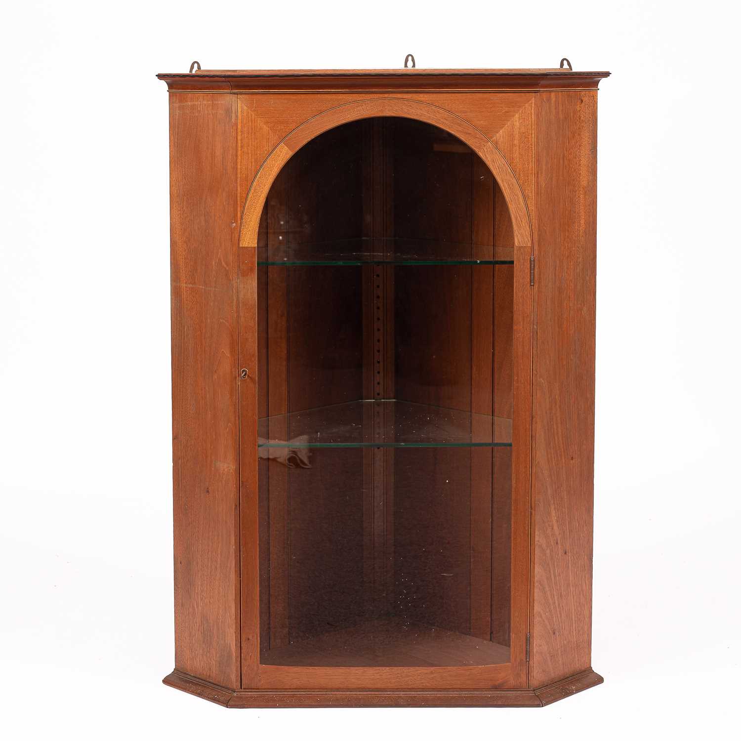 Lot 14 - A mahogany hanging corner cupboard