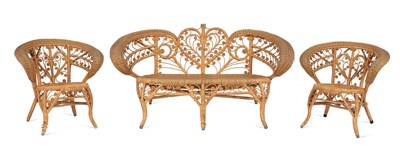 Lot 313 - An American woven three-piece conservatory suite