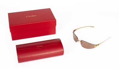 Lot 371 - A pair of Cartier Panthere gold metal framed sunglasses
