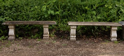 Lot 500 - A pair of composition stone benches