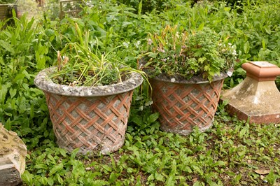 Lot 509 - A pair of large composition stone planters