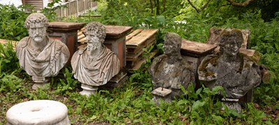 Lot 529 - A pair of Haddonstone busts of Roman Emperors