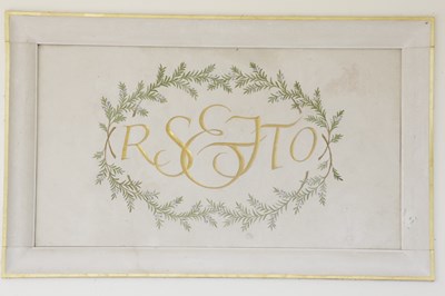 Lot 534 - A large wall plaque with entwined initials RS & JTO