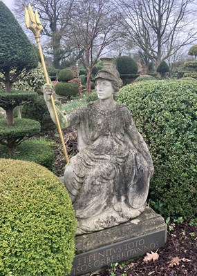 Lot 555 - A composition stone figure of Britannia