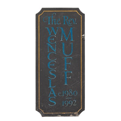 Lot 586 - A memorial plaque to The Rev Wenceslaus Muff c.1980-1992