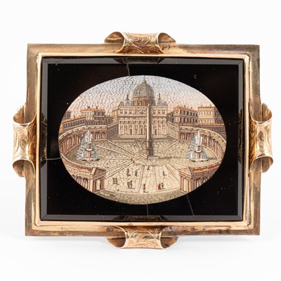 Lot A 19th Century yellow metal Italian micromosaic brooch